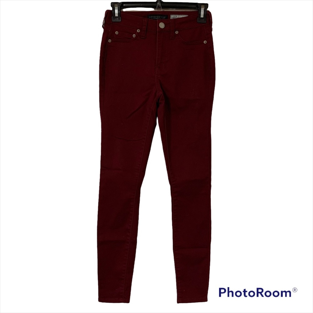 Aeropostale Seriously Stretchy High Waisted Jegging Size 00 Red Burgundy